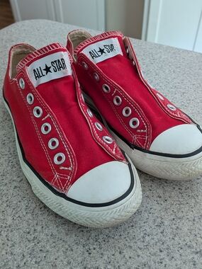 Converse All Star Red Slip-On Canvas Sneakers Size Men5 Women 7